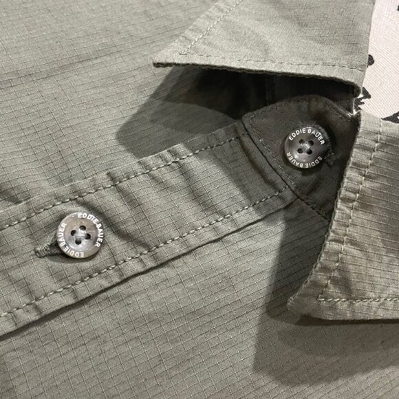 EDDIE BAUER LONG SLEEVE ARMY GREEN MILITARY  BRAVERY BUTTON UP SHIRT SZ XXLARGE - Picture 8 of 16